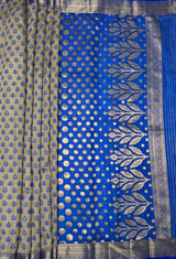 MIMOSA Royal Blue Banarasi Art Silk Saree — pallu and zari work detail