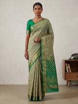 MIMOSA Rama Banarasi Art Silk Saree — Draped on mannequin