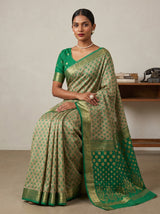 MIMOSA Rama Banarasi Art Silk Saree — pose 8 styling detail