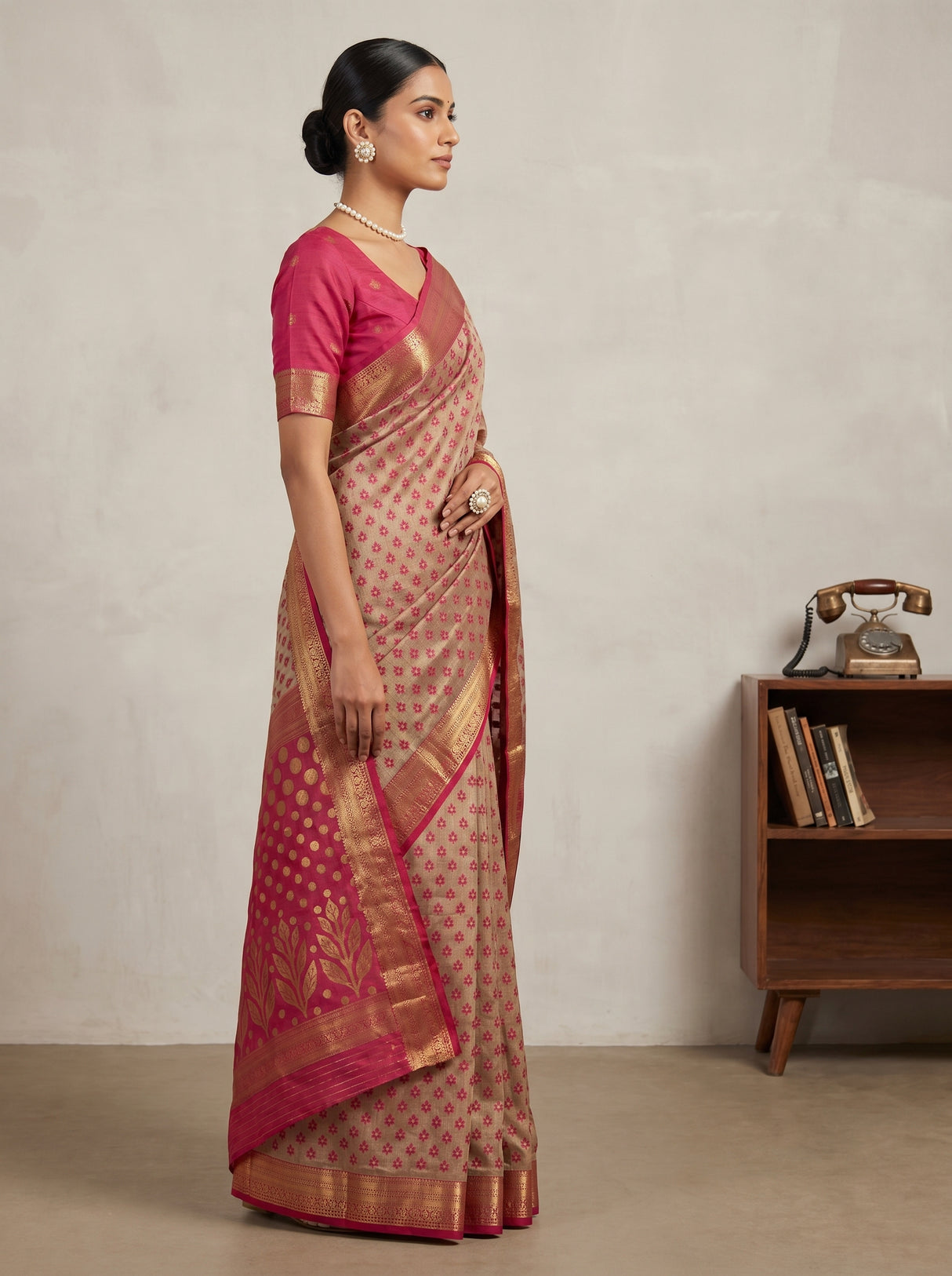 MIMOSA Rani Banarasi Art Silk Saree — Model pose