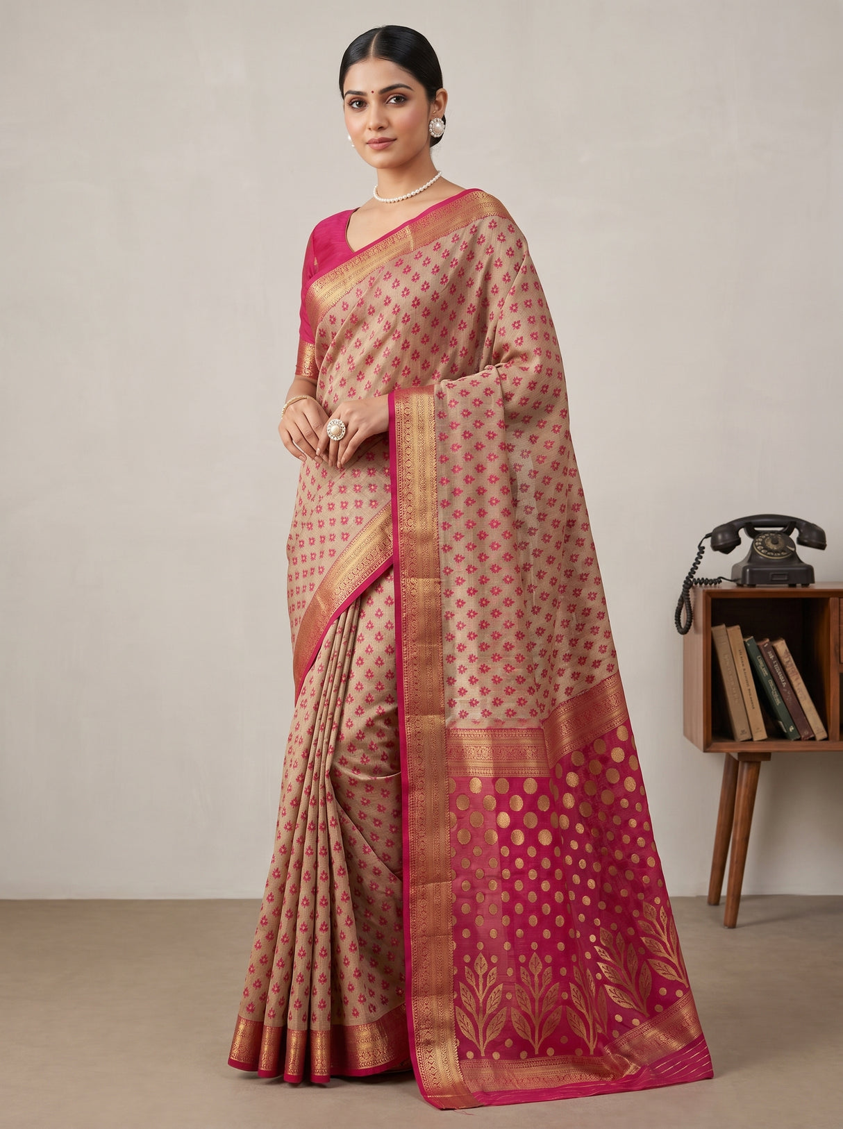 MIMOSA Rani Banarasi Art Silk Saree — pose 4 styling detail