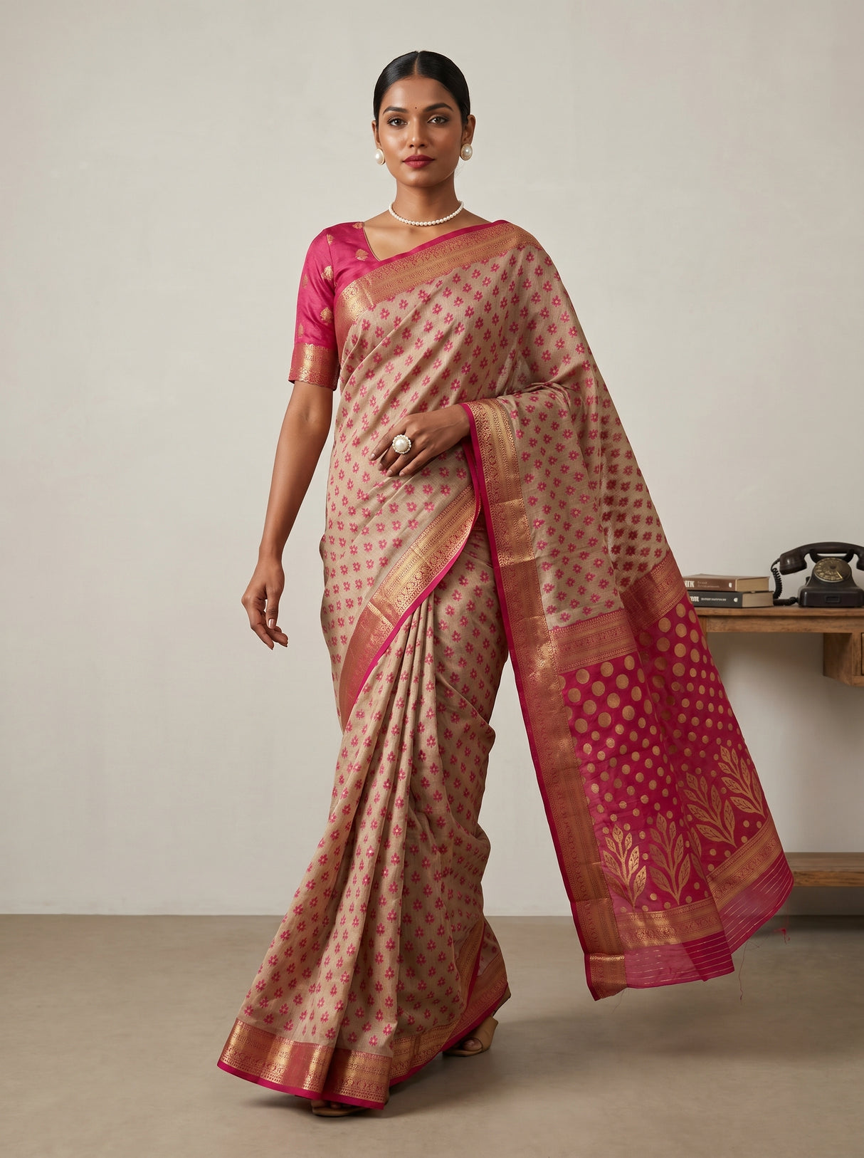 MIMOSA Rani Banarasi Art Silk Saree — pose 7 styling detail