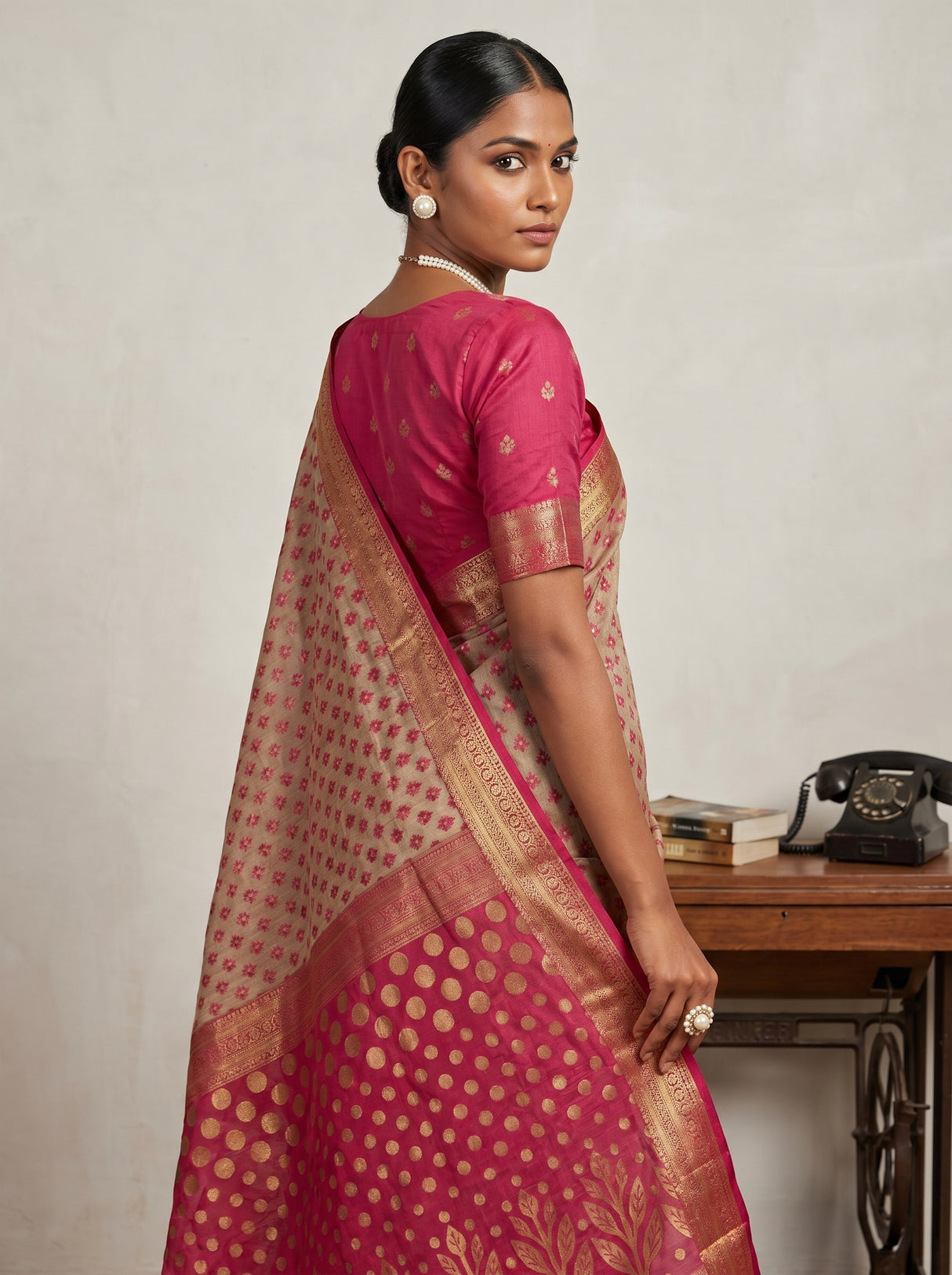 MIMOSA Rani Banarasi Art Silk Saree — pose 9 styling detail