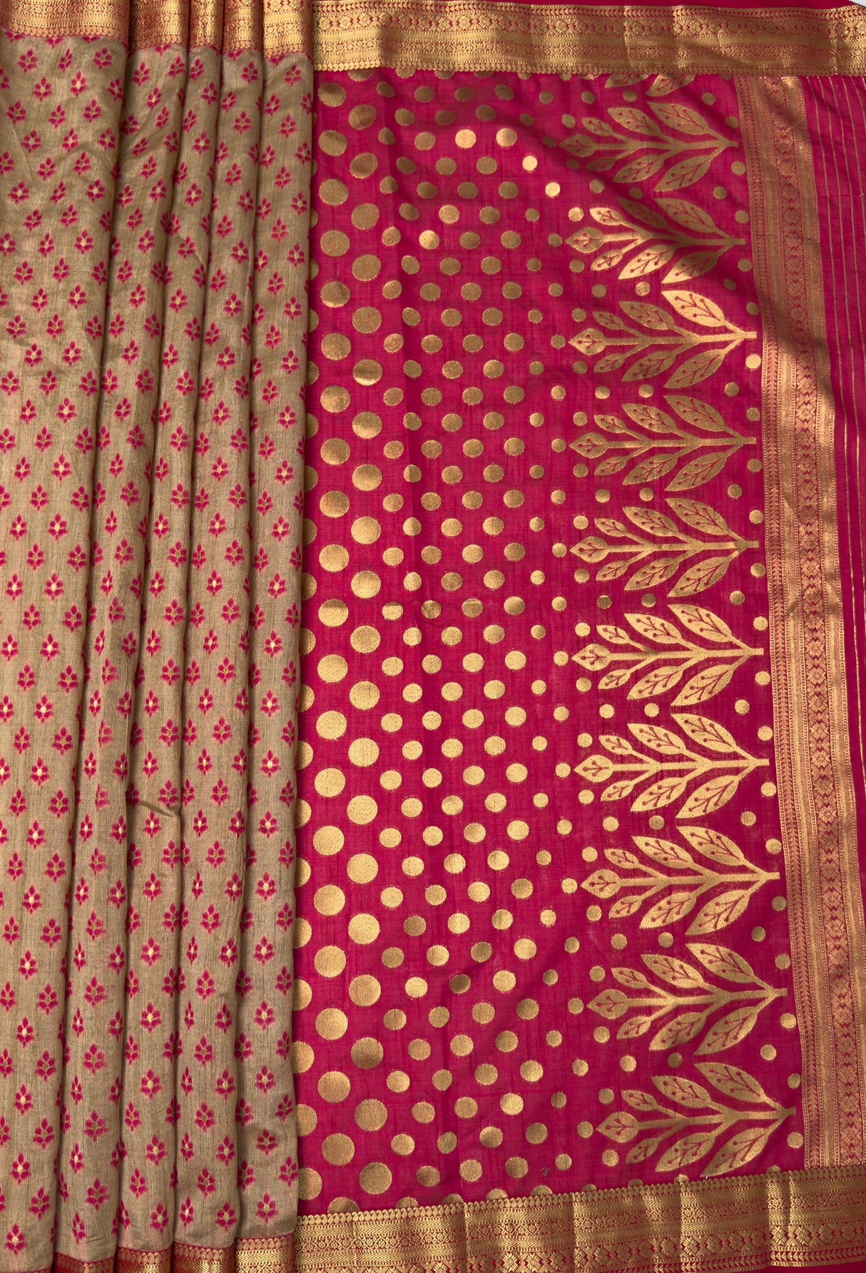 MIMOSA Rani Banarasi Art Silk Saree — pallu and zari work detail