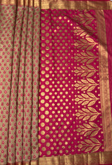 MIMOSA Rani Banarasi Art Silk Saree — pallu and zari work detail