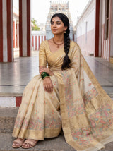 MIMOSA Mustard Banarasi Linen Saree — pose 8 styling detail