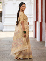 MIMOSA Peach Banarasi Linen Saree — pose 9 styling detail