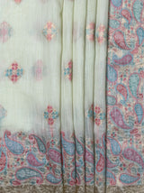 MIMOSA Pista Banarasi Linen Saree — fleets shot full lifestyle