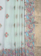 MIMOSA Rama Banarasi Linen Saree — fleets shot full lifestyle