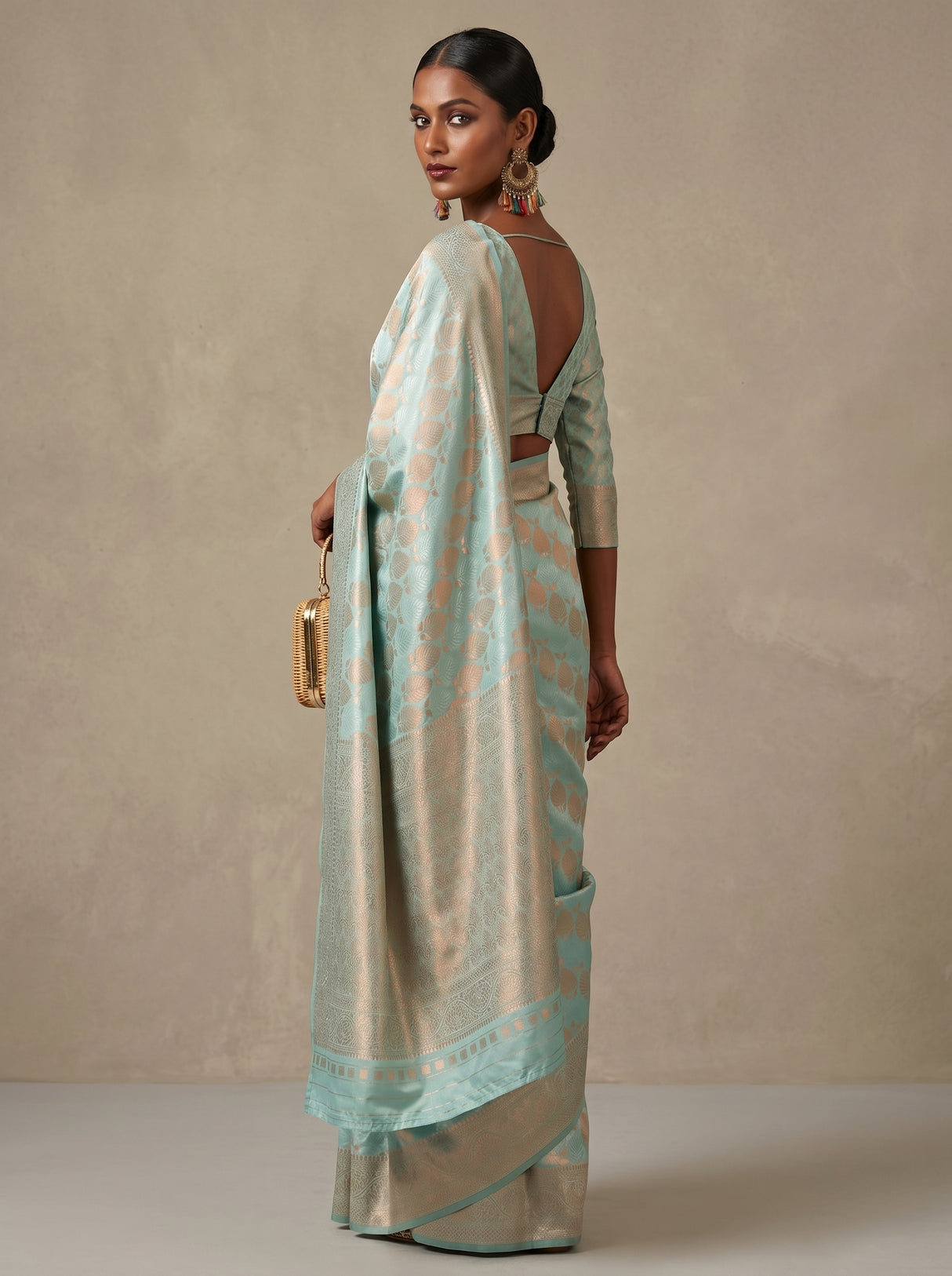 MIMOSA Ananda Kanjivaram Art Silk Saree — Lower Body and Draping Detail