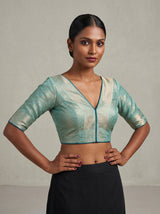 MIMOSA Ananda Kanjivaram Art Silk Saree — blouse close-up