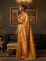 MIMOSA Mustard Kanjivaram Art Silk Saree — Pallu Detail