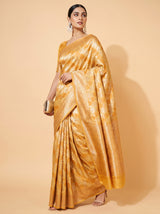 MIMOSA Mustard Kanjivaram Art Silk Saree — pose 7 styling detail