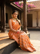 MIMOSA Orange Kanjivaram Art Silk Saree — pose 8 styling detail