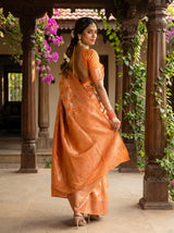 MIMOSA Orange Kanjivaram Art Silk Saree — pose 9 styling detail