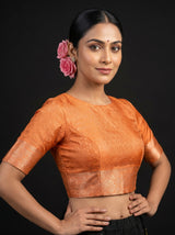 MIMOSA Orange Kanjivaram Art Silk Saree — blouse close-up