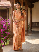 MIMOSA Peach Kanjivaram Art Silk Saree — Full View