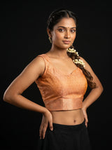 MIMOSA Peach Kanjivaram Art Silk Saree — blouse close-up