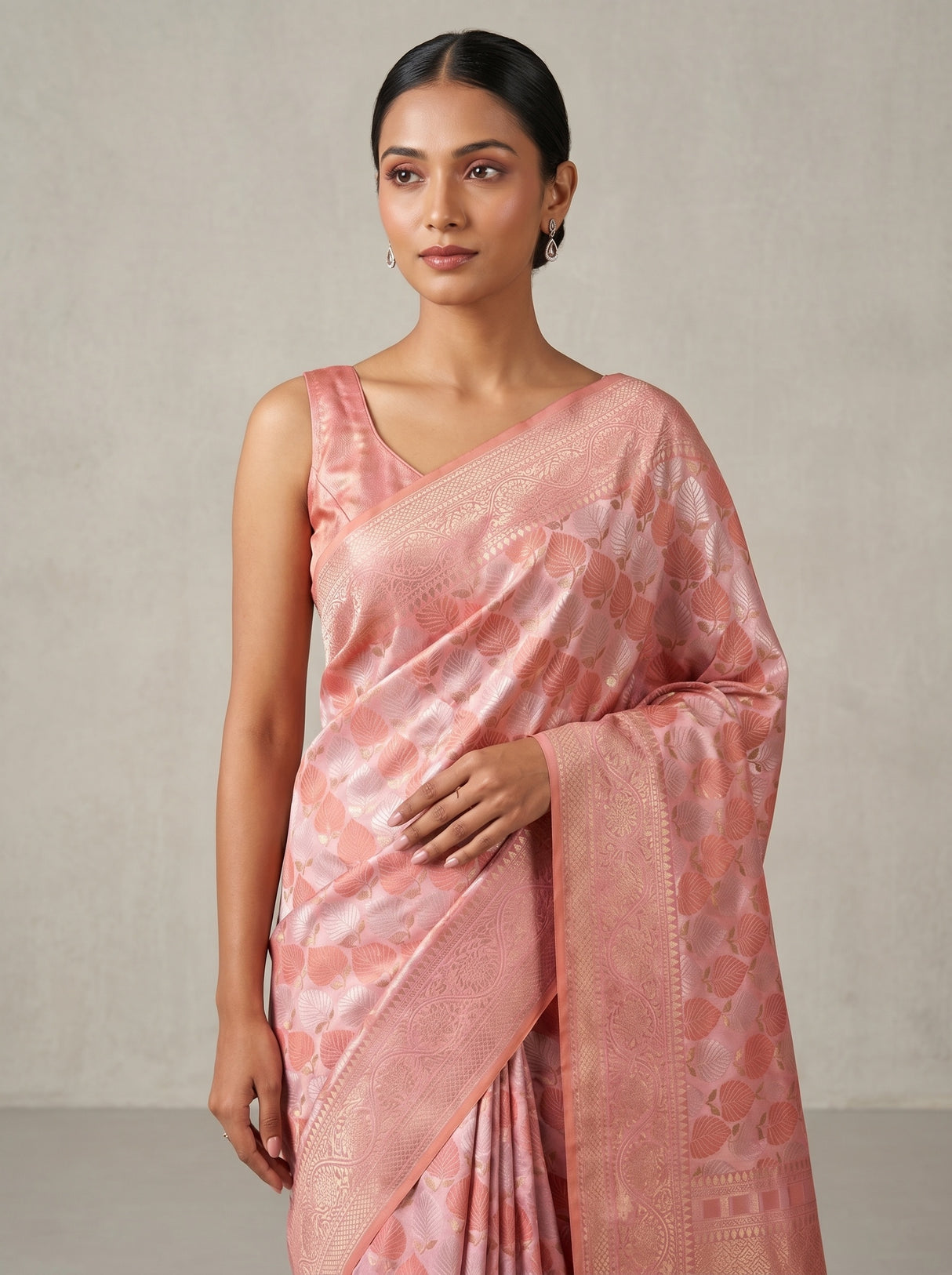 MIMOSA Pink Kanjivaram Art Silk Saree — Full View