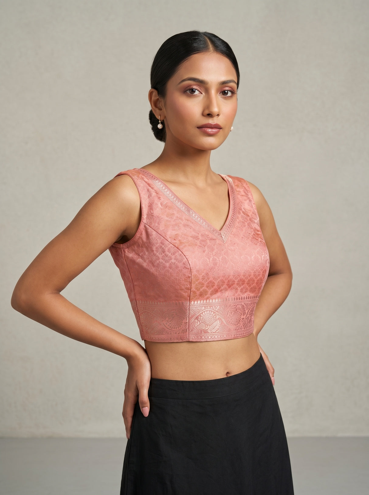 MIMOSA Pink Kanjivaram Art Silk Saree — Lower Body and Draping Detail
