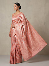 MIMOSA Pink Kanjivaram Art Silk Saree — Close Up of Face and Earrings