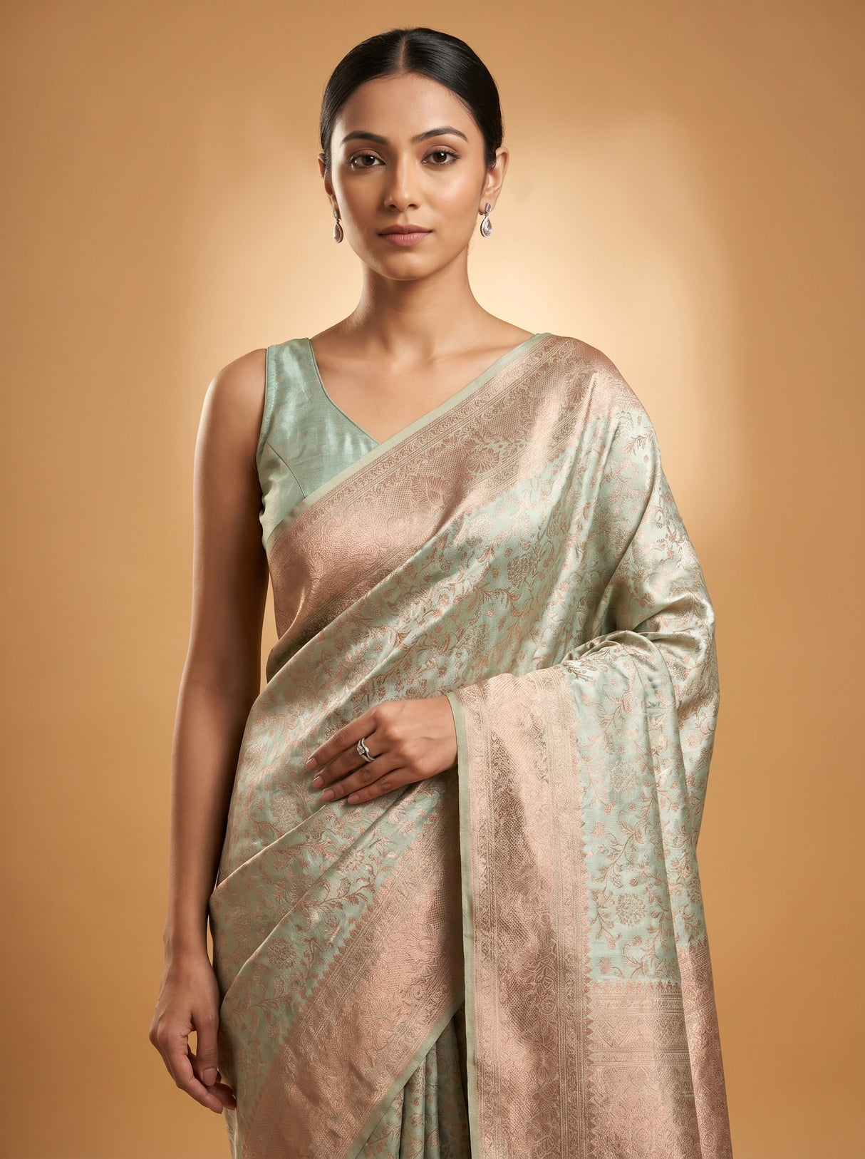MIMOSA Ananda Kanjivaram Art Silk Saree — pose 10 styling detail