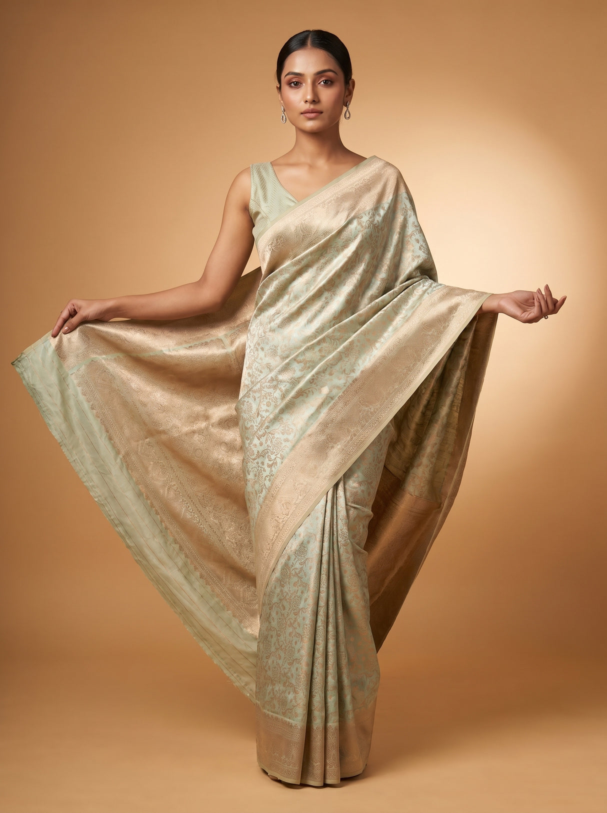 MIMOSA Ananda Kanjivaram Art Silk Saree — pose 6 styling detail
