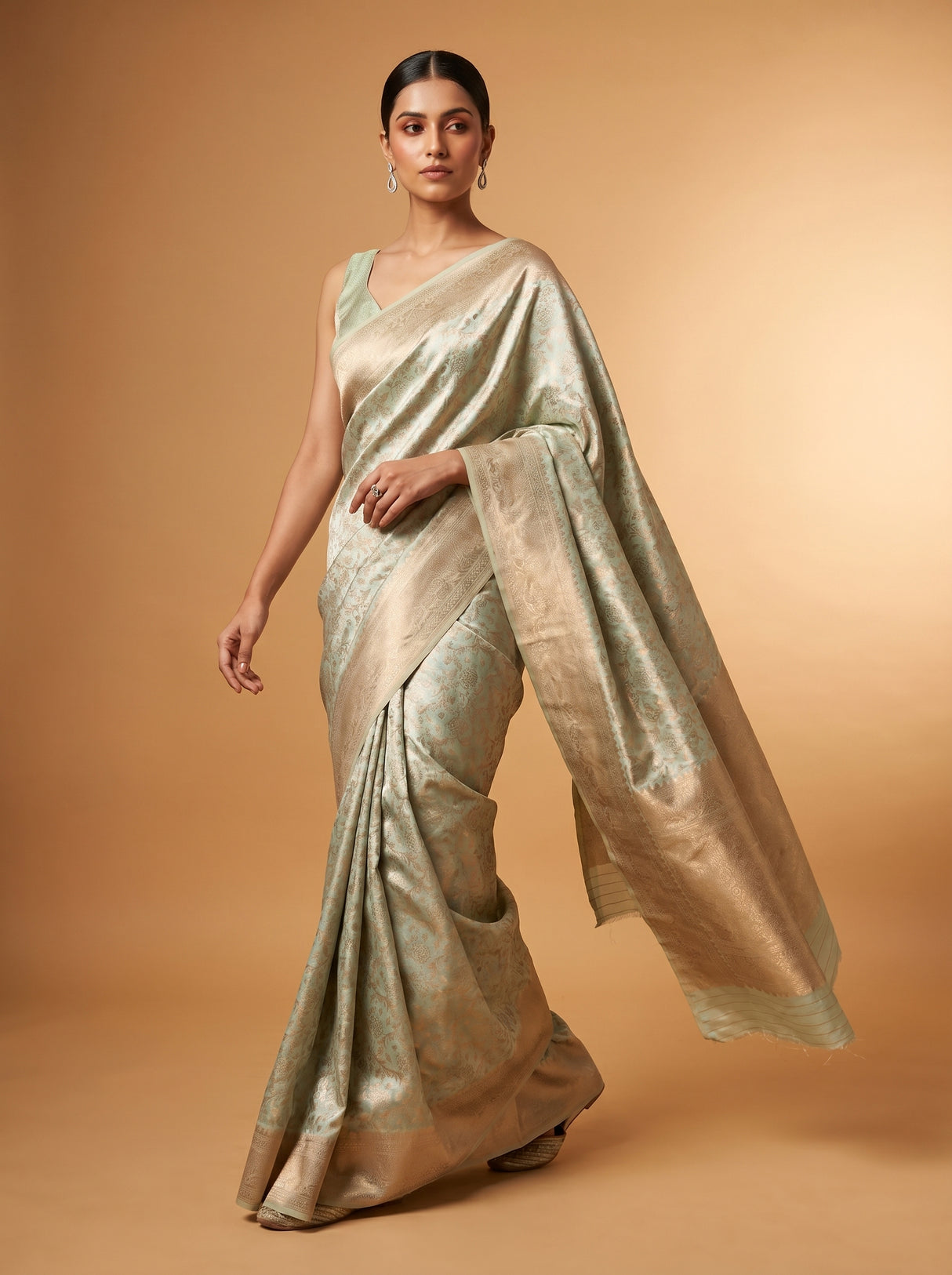 MIMOSA Ananda Kanjivaram Art Silk Saree — pose 7 styling detail