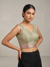 MIMOSA Ananda Kanjivaram Art Silk Saree — blouse close-up