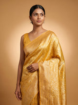 MIMOSA Mustard Kanjivaram Art Silk Saree — pose 10 styling detail