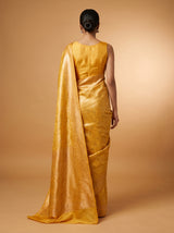MIMOSA Mustard Kanjivaram Art Silk Saree — Close-up of Face