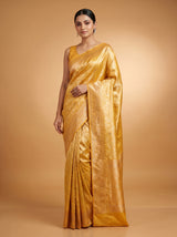 MIMOSA Mustard Kanjivaram Art Silk Saree — Pallu and Border View
