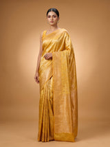 MIMOSA Mustard Kanjivaram Art Silk Saree — pose 5 styling detail