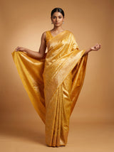 MIMOSA Mustard Kanjivaram Art Silk Saree — pose 6 styling detail