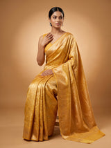 MIMOSA Mustard Kanjivaram Art Silk Saree — pose 8 styling detail
