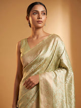 MIMOSA Olive Kanjivaram Art Silk Saree — pose 10 styling detail