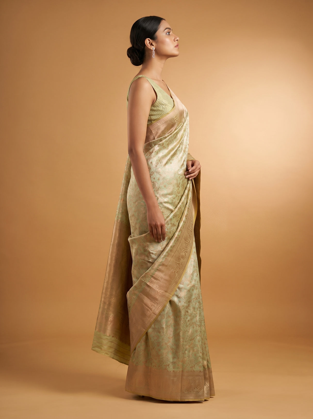 MIMOSA Olive Kanjivaram Art Silk Saree — Fabric Detail