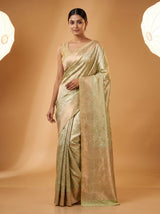 MIMOSA Olive Kanjivaram Art Silk Saree — Pallu and Border View