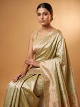 MIMOSA Olive Kanjivaram Art Silk Saree — pose 8 styling detail