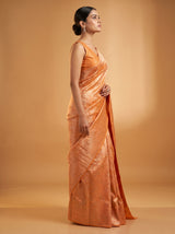 MIMOSA Orange Kanjivaram Art Silk Saree — Fabric Detail