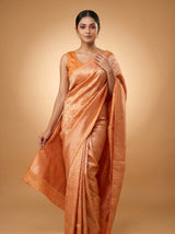 MIMOSA Orange Kanjivaram Art Silk Saree — pose 5 styling detail