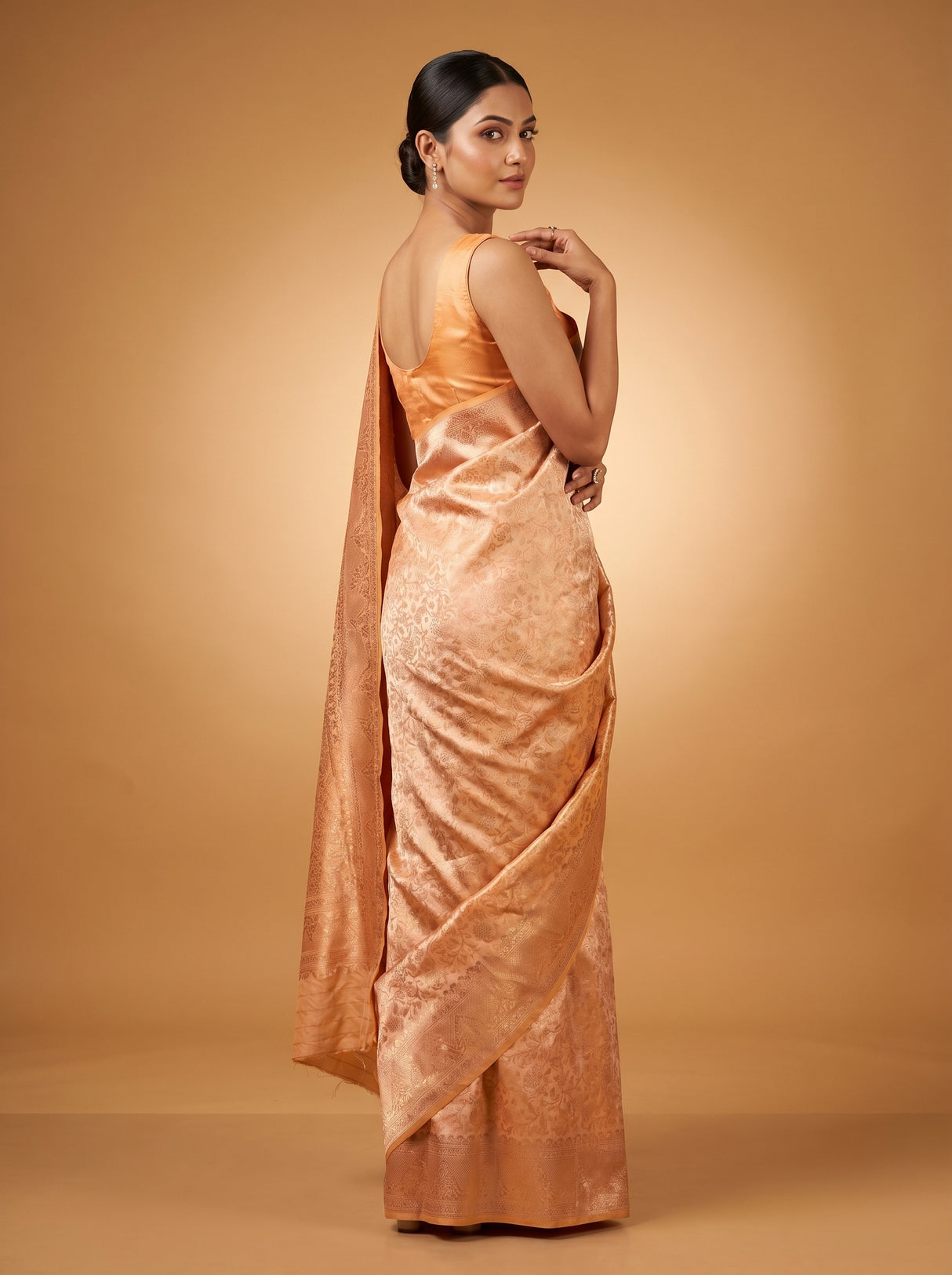MIMOSA Peach Kanjivaram Art Silk Saree — pose 9 styling detail