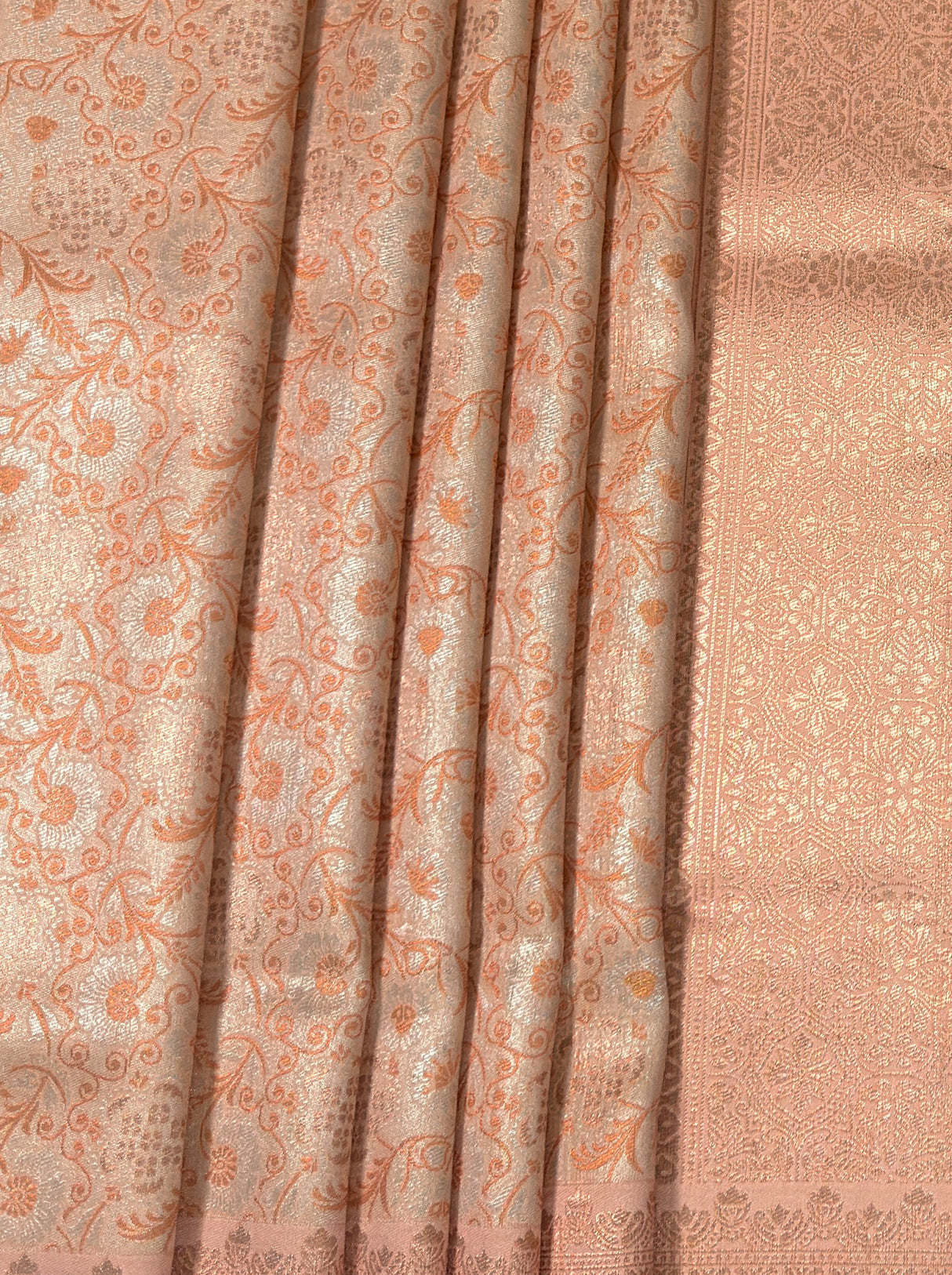 MIMOSA Peach Kanjivaram Art Silk Saree — fleets shot full lifestyle