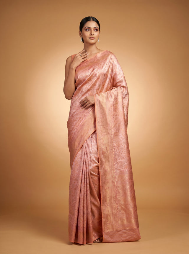 MIMOSA Pink Kanjivaram Art Silk Saree — Full View