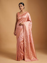 MIMOSA Pink Kanjivaram Art Silk Saree — Pallu and Border View