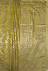 MIMOSA Gold Banarasi Linen Saree — pallu and zari work detail