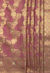 MIMOSA Pink Banarasi Linen Saree — fleets shot full lifestyle