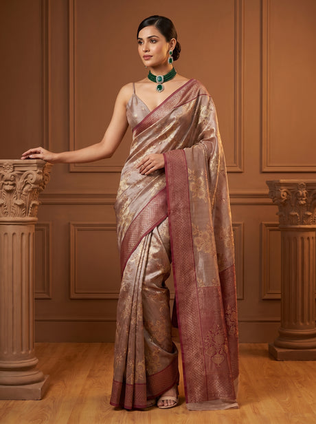 MIMOSA Magenta Banarasi Art Silk Saree — Full View