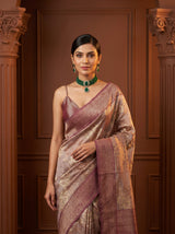 MIMOSA Magenta Banarasi Art Silk Saree — pose 10 styling detail