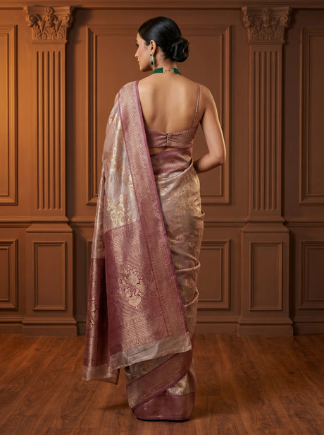 MIMOSA Magenta Banarasi Art Silk Saree — Close-up of Pallu